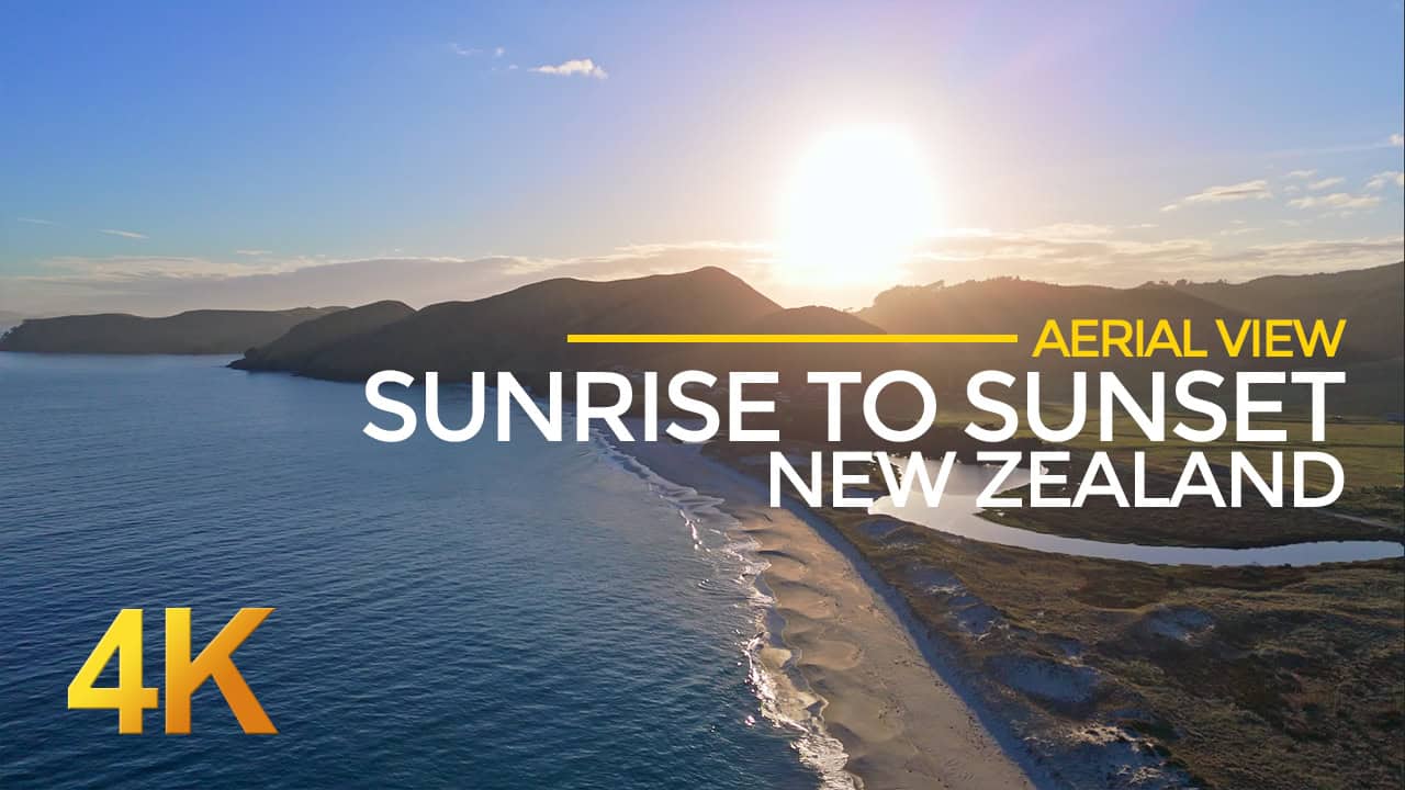 Sunrise to Sunset, East Coast, New Zealand, Drone