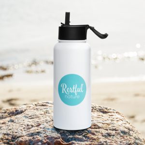 Stainless steel water bottle with a straw lid